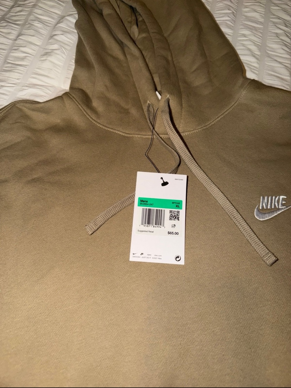 Nike Tan Hooded Pullover with White Swoosh - Picture 3 of 4